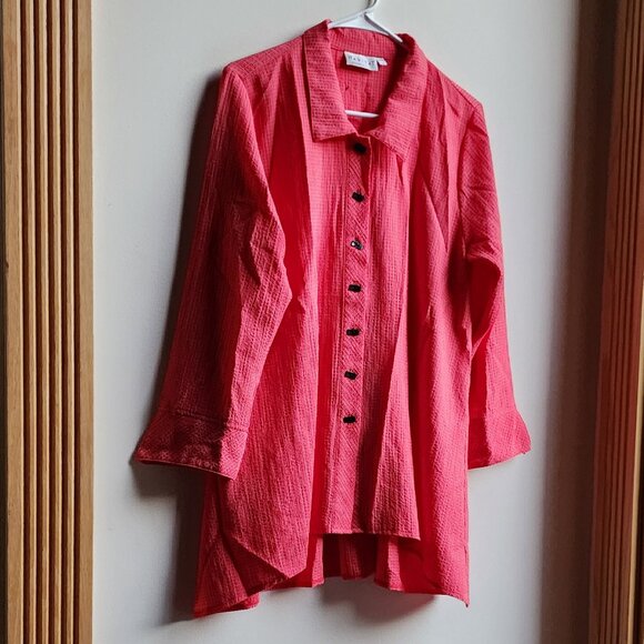Habitat Hot Pink Oversized Button Down Shirt Size Small - Picture 4 of 14